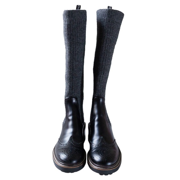 CHLOÉ Black & Grey Franne Sock Boots - Size EU 37 / US 6.5 - 7 - EUC - Picture 4 of 16